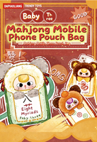 Tas HP Mahjong Baby Three Asli, Dompet Koin, Gantungan Boneka Plush Blind Box, Boneka Vinyl Plush Lucu, Casing Earphone Imut