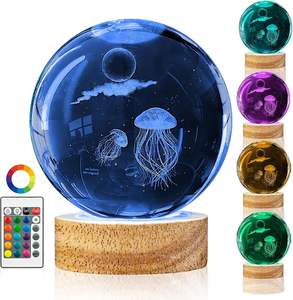 Lámpara de Noche LED USB con Bola de Cristal 3D, Diseño de Medusa, Delfín, Ballena y Concha, para Decoración de Dormitorio y Hogar, Venta al Por Mayor - Product Image 6