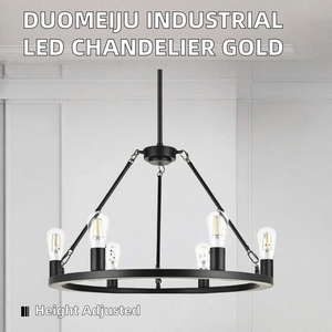 โคมไฟระย้า LED สไตล์อเมริกันอุตสาหกรรม DUOMEIJU ทำจากอะลูมิเนียมและอะคริลิก ปรับความสูงได้ สีทอง ใช้ไฟ AC 85-265V - Product Image 6