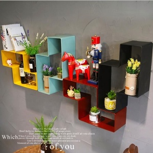 Étagère murale en métal <span class=keywords><strong>pour</strong></span> loft rustique, étagère créative, organisateur de rangement, coin de fleur, décor de chevet, cuisine, support flottant en bois - Product Image 3