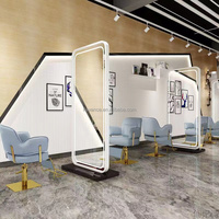 Équipement de salon de coiffure de luxe moderne, table de coiffage avec miroir pour usage professionnel