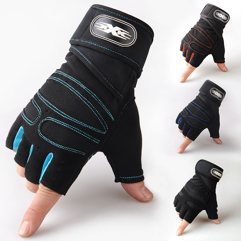 Venta al por mayor Fitness transpirable ventilado medio dedo levantamiento de pesas ejercicio deportes entrenamiento carreras bicicleta ciclismo gimnasio guantes hombres