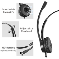 Casque de centre d'appels Beien de haute qualité à réduction de bruit RJ9/RJ11 avec contrôle du volume et microphone pour Cisco, Avaya, Yealink