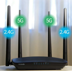 เราเตอร์ <span class=keywords><strong>Tenda</strong></span> <span class=keywords><strong>AC5</strong></span> AC1200 แบบดูอัลแบนด์, ความเร็ว 1167Mbps, เฟิร์มแวร์ภาษาอังกฤษ, เสาอากาศ 5dBi สี่เสา, พอร์ต 100Mbps, รองรับ IPv6 อุปกรณ์มือสอง - Product Image 1