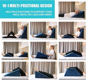 2 Separated Triangle High Density Foam Reading &amp; <strong>Back</strong> Support <strong>Bed</strong> Wedge Pillow Set <strong>for</strong> Sleeping <strong>Rest</strong> and <strong>Back</strong> and Legs Support - Product Image 2