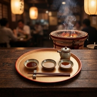 Plateau rond de style japonais en plastique ABS, boîte à lunch, récipient alimentaire pour sushis, desserts, plateau de service pour le thé