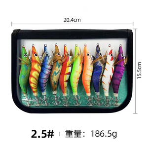 Topline Set da 10 Pezzi Esche da Pesca Rigide con Occhi 3D, Totanare per Calamari con Sacchetto, Gamberetti Luminosi in Legno per Polpi e Calamari - Product Image 4