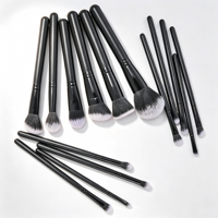 Kit de pinceaux de maquillage personnalisé avec logo, 15 pièces, poils synthétiques doux dégradés, étui de voyage en cuir portable, ensemble de pinceaux cosmétiques
