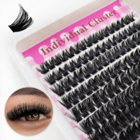 Cils en grappe segmentés faits à la main en PBT 120D 160D 200D, style européen dense, noir naturel, 12 rangées, faux cils, emballage personnalisé