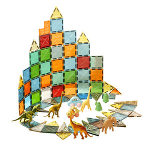 Sway Magnetic Tiles Building <b>Blocks</b> For Kids Educational <b>Toys</b> 4-6 Years Plastic Construction Set With Dinosaur Figures - Product Image 1