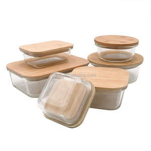 Boîte à bento <span class=keywords><strong>en</strong></span> verre pour aliments, bento carrée avec couvercle <span class=keywords><strong>en</strong></span> <span class=keywords><strong>bambou</strong></span> facile, 1 pièce - Product Image 6