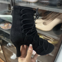 Nouvelles Chaussures de Danse Latine en Daim à Talon Haut, Bottines Jazz Montantes à Lacets et Fermeture Éclair, Semelle Souple, Chaussures de Danse Professionnelles pour Femmes