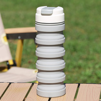 Bouteille d'eau de sport pliable en silicone, anti-fuite, sans BPA, 500 ml, unisexe, avec bouchon à paille