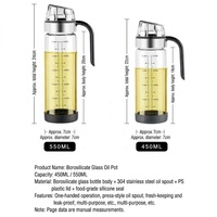 Distributeur d'huile en verre épais à ouverture automatique |   Bouteille à condiments anti-goutte et étanche avec échelle graduée |   Pot de cuisine pour huile, vinaigre, sauce soja