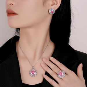 Vente en gros usine – Parure de bijoux de mariage en cuivre écologique avec zircon taille rose 16-10MM pour des mariages glamour - Product Image 4