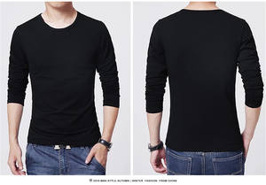 Camiseta Sencilla para Hombre, 3 Colores Básicos, Manga Larga, Ajustada, para Hombre Joven, Color Puro, Talla 3XL, Cuello Redondo - Product Image 5