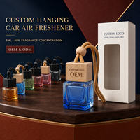 Diffuseur de parfum pour voiture personnalisé en verre suspendu avec bouchon en bois, logo personnalisé, couleur et parfum sur mesure, OEM, ODM, marque privée, vente en gros, cadeau
