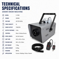 Machine à neige 2000W, machine à flocons de neige pour scène avec télécommande, réservoir de 5L, 1766CFM, mariage, Noël, fête en plein air