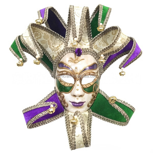 Masque vénitien HLC pour homme et femme avec 10 cornes, masque de bouffon pour le Mardi Gras, masque de clown pour le carnaval, masque mural décoratif avec clochettes - Product Image 2