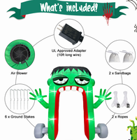 Arche gonflable Frankenstein avec visage vert brodé et éclairage LED pour Halloween – Décoration d'entrée et accessoire d'ambiance