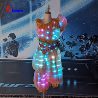 Abito da ballo luminoso a LED da donna, costume etnico indiano per palcoscenico, sfilate, discoteca, carnevale, festival, spettacoli dal vivo, feste, personalizzabile e luminoso