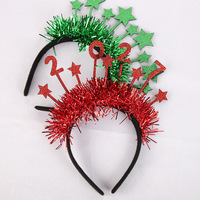 Nouveau Serre-tête Tendance 2027 Étoile Scintillante Rouge Vert Or, Cerceau à Cheveux en Guirlande pour Fête de Noël, Réveillon du Nouvel An, Accessoire Photo, Décoration de Tête