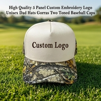 Gorras de Béisbol de 5 Paneles, Dos Tonos, con Logotipo Personalizado OEM ODM, Bordado 3D, Estructura en A, 100% Algodón, Gorras Deportivas