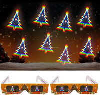 Arbre de Noël 3D Lunettes hologrammes Verres en papier à effet optique emballés en vrac épais Accessoire pour le festival du Nouvel An à usage domestique
