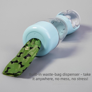 Nuova Bottiglia d'Acqua Portatile 3in1 per Animali Domestici con Contenitore per Cibo e Sacchetto per Rifiuti - Product Image 5