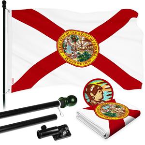 UD2 per G128 Combo Pack 5 Ft senza grovigli in alluminio Spinning pennone (nero) e 2.5x4 Ft roadweave serie Florida FL bandiera di stato