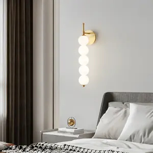 Lampu Dinding desain Nordic, lampu dinding kaca putih susu Interior kamar tidur rumah dekorasi