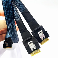 Kabel CEACENT Slim SAS SFF8654 8i ke 4i*2 12G PCIe4.0 NVMe 32AWG 65CM Tembaga Berlapis Timah 85ohm untuk Skalasi Penyimpanan Server/PC
