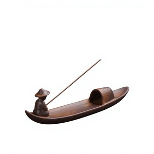 Quemador de Incienso de Madera con Figura de Pescador, Difusor Aromático de Bambú Hecho a Mano, Decoración de Mesa Estilo Chino - Product Image 1