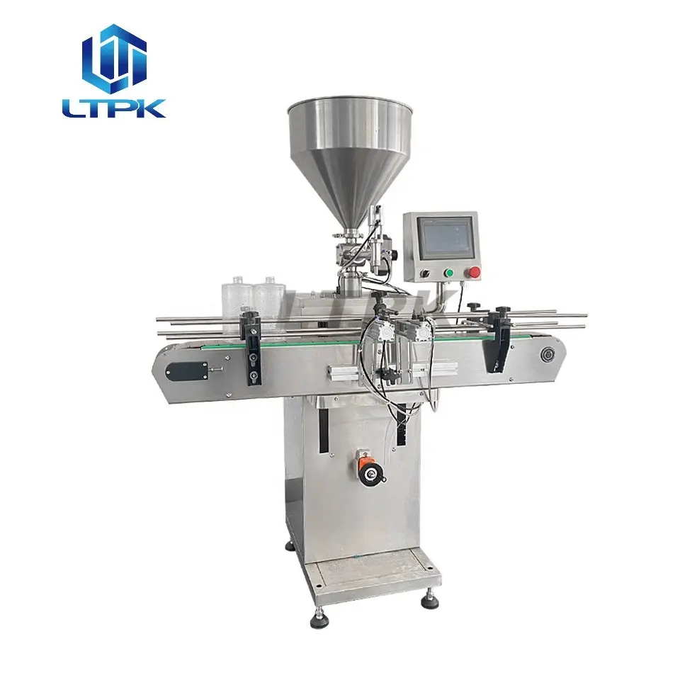 LT-SMG1F Automatic Servo Can Liquid Chocolate Honey Jar Cosmetics Hopper Piston Chilli Sauce Paste Bottle Filling Machine