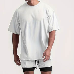 Camisetas de manga corta de punto de gran tamaño de verano para hombre de moda logotipo de marca personalizado estilo Hip Hop 100% algodón Anti-Pilling nuevo - Product Image 1