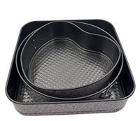 Ensemble de moules à gâteau à fond amovible 3 pièces, en acier au carbone avec revêtement antiadhésif, idéal pour la cuisson des cheesecakes
