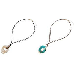 Boho Synthetic Metal Strand <b>Ring</b> Pendant <b>Necklace</b> Adjustable Leather Chain Vintage Casual Statement Jewelry Unisex Gift - Product Image 1