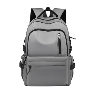 Laptop <b>Backpack</b> <b>Large</b> Capacity 15 Inches Solid Color Neutral Gender Everyday Use Travel School Bag Gray Black Blue - Product Image 4