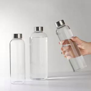 Bouteille d'eau en verre borosilicate à col étroit de haute qualité sans BPA avec couvercle en bambou et manchon en néoprène 500ml/1000ml pour les compléments alimentaires - Product Image 2