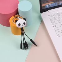 Design créatif Panda mignon câble multi-chargeur Pvc Animal Cartoon porte-clés Usb 3 en 1 câble de charge