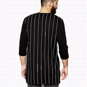 Buona vestibilità Slim in tessuto di cotone 100 a righe verticali di buona qualità a maniche lunghe magliette morbide per t-Shirt a manica lunga tinta in filato da uomo - Product Image 2