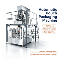 Machine d'emballage automatique rotative pour sachets préformés, avec peseuse multi-têtes, pour le remplissage et la scellage de Doypack et de sachets stand-up, pour granulés, snacks, noix, PLC