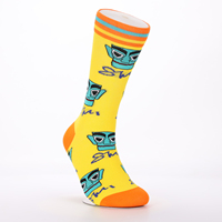 Chaussettes Jacquard Jaune Mi-Mollet Personnalisées, Motif Tricoté Entièrement Illustré, Chaussettes en Coton Doux pour Tenue Décontractée