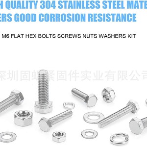 304 Stainless Steel Hex Bolts Nuts Lock and Flat Washers Kit M4 M5 M6 540pcs DIN933 Class 8.8 Passivated Standard - Product Image 5