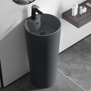 Lavabo <span class=keywords><strong>colonne</strong></span> en céramique couleur mate intégré au sol pour extérieur, cour, balcon, toilettes, lavage des mains - Product Image 3