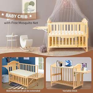 Vente en gros de mini lits bébé 4-en-1 convertibles de haute qualité-Cunas para Bebes avec étagère à langer et matelas - Product Image 5