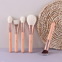 BEILI kualitas tinggi disesuaikan 15 buah kuas makeup merah muda kit bulu kambing alami emas mawar kuas makeup mewah set label pribadi