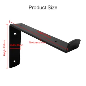 RHETECH Soportes de estante de tablilla para colgar en la pared negros de alta resistencia Estantes flotantes Soporte de estante recto - Product Image 5