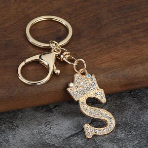 Nouveau porte-clés en strass 26 lettres pour femme, cadeau, breloque en métal ornée de strass, couronne en cristal, or, pour sac, clés de voiture, accessoires DIY - Product Image 6