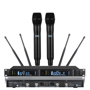 ไมโครโฟนไร้สาย UHF 300M ระยะไกล ระบบ True Diversity Goose สองช่องสัญญาณ สำหรับการแสดงบนเวที - Product Image 1